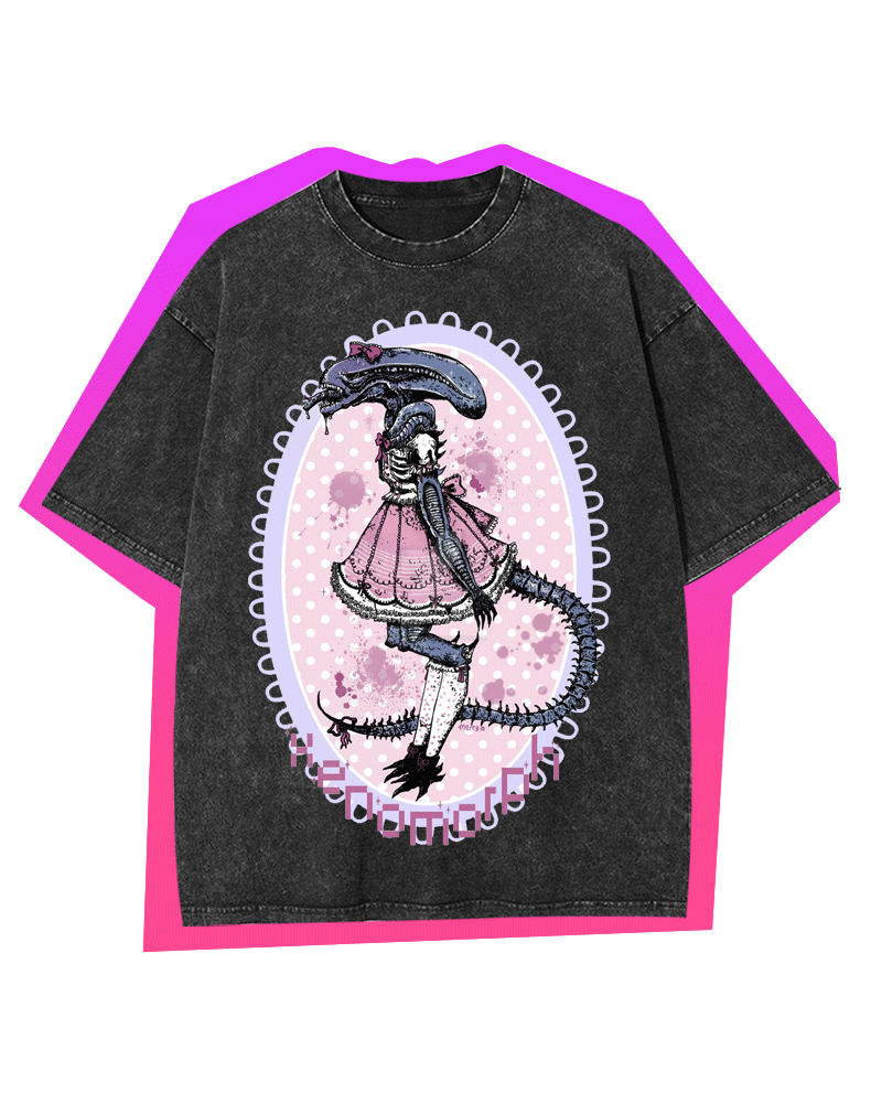 ALIEN PRINCESS IN PINK WASHED TSHIRT