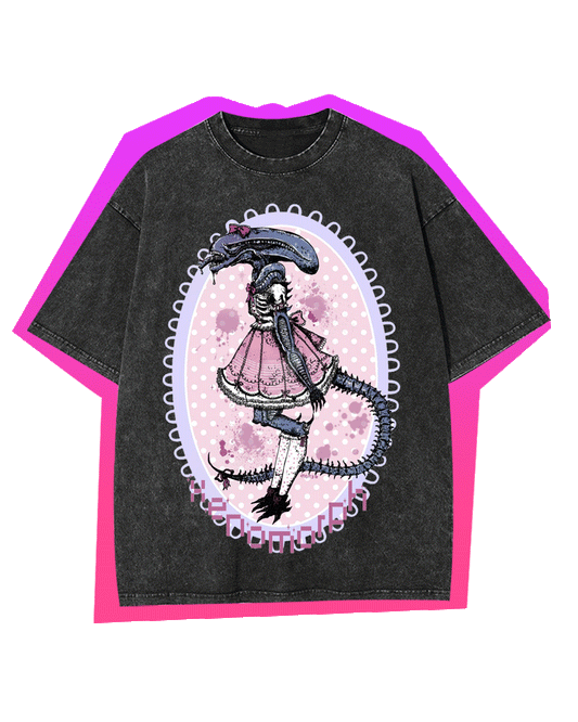 ALIEN PRINCESS IN PINK WASHED TSHIRT