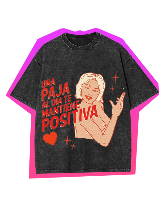 A WANK A DAY KEEPS YOU POSITIVE Y2K SHIRTS WASHED TEE