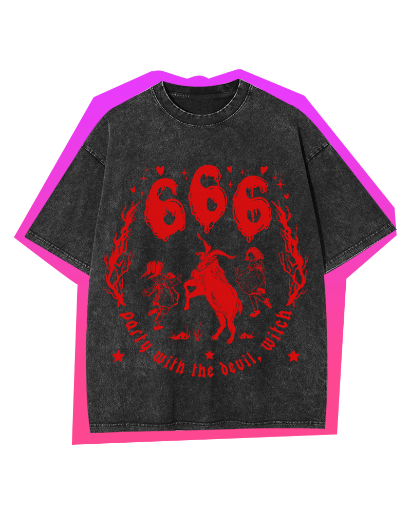 PARTY WITH THE DEVIL, WITCH Y2K WASHED TEE