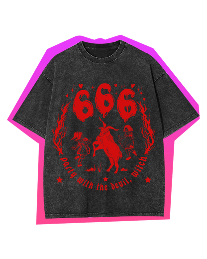 PARTY WITH THE DEVIL, WITCH Y2K WASHED TEE