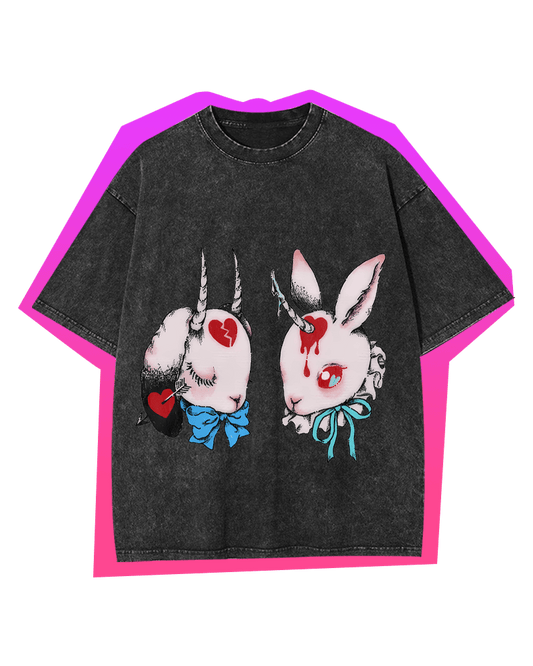 BROKEN - HEARTED UNIBUNNIES Y2K WASHED TEE Y2K WASHED TEE