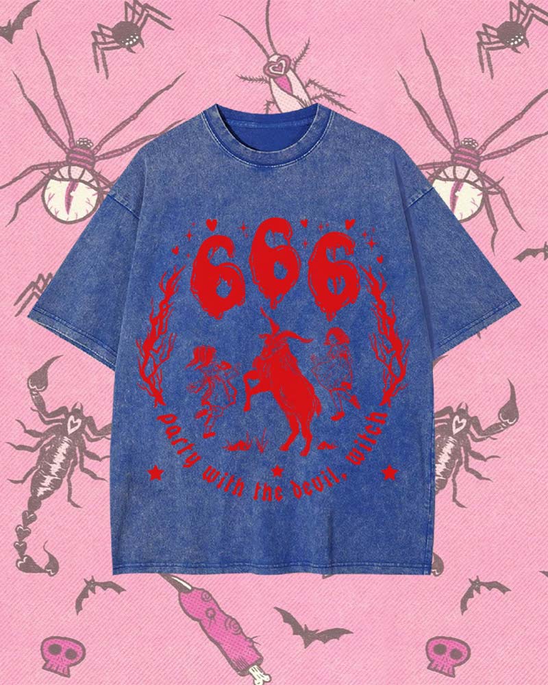 PARTY WITH THE DEVIL, WITCH Y2K WASHED TEE