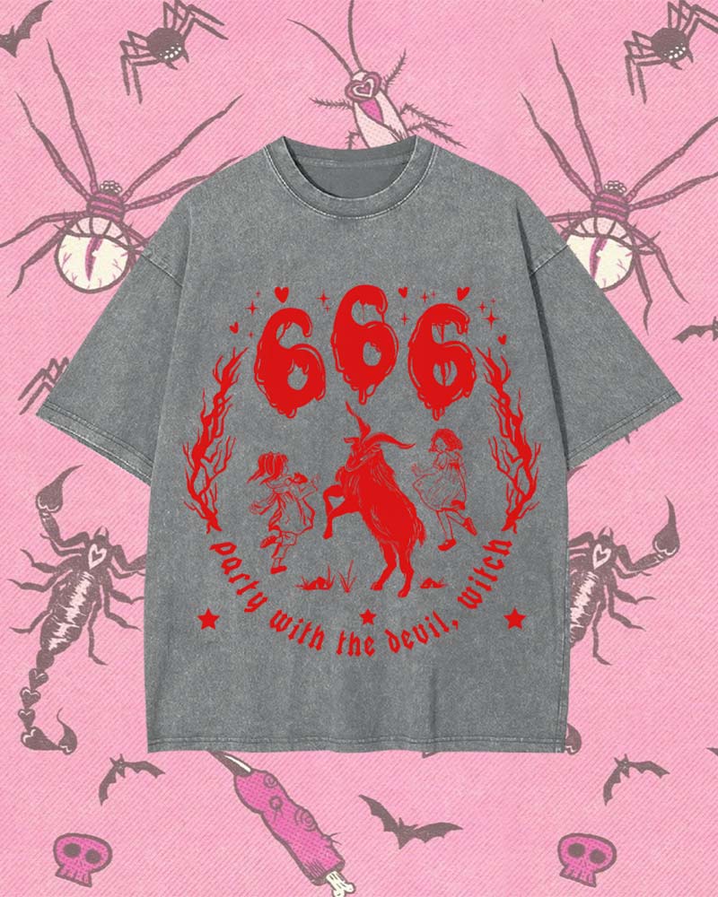 PARTY WITH THE DEVIL, WITCH Y2K WASHED TEE