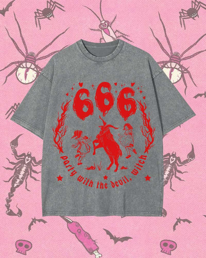 PARTY WITH THE DEVIL, WITCH Y2K WASHED TEE