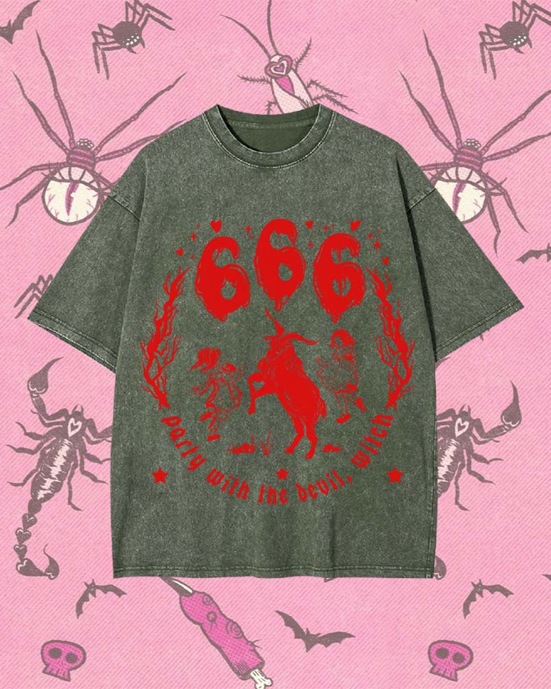 PARTY WITH THE DEVIL, WITCH Y2K WASHED TEE
