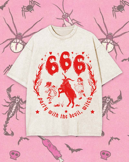 PARTY WITH THE DEVIL, WITCH Y2K WASHED TEE