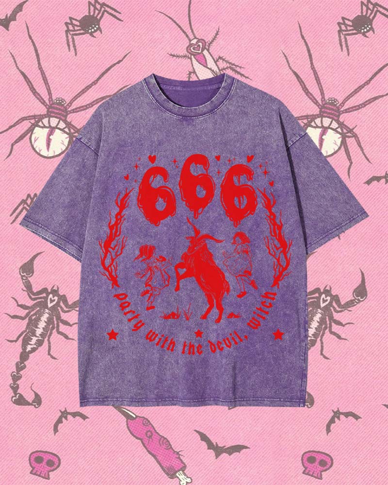 PARTY WITH THE DEVIL, WITCH Y2K WASHED TEE