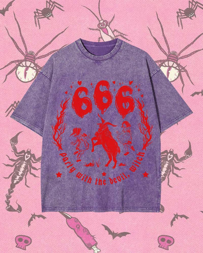 PARTY WITH THE DEVIL, WITCH Y2K WASHED TEE