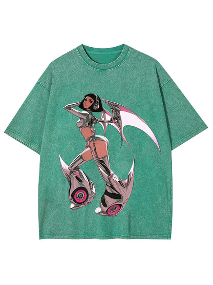 Neon Winged Warrior Washed Tee