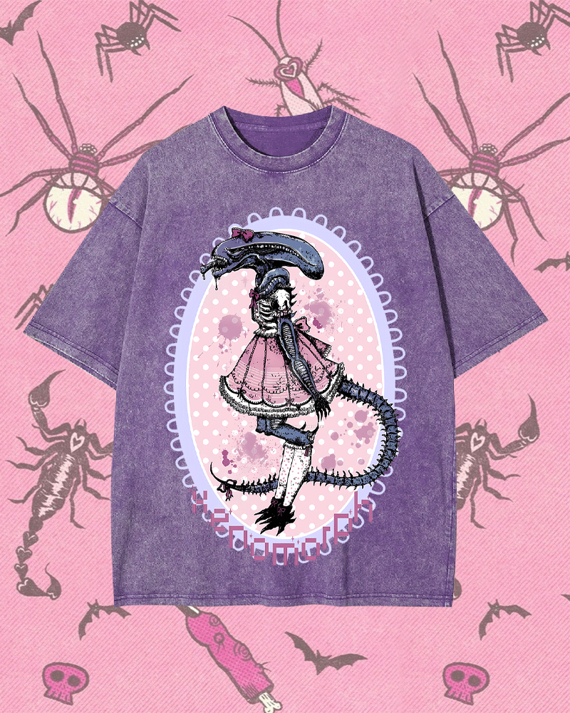 ALIEN PRINCESS IN PINK WASHED TSHIRT