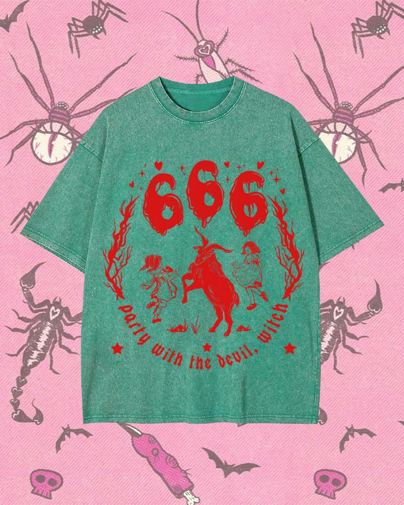 PARTY WITH THE DEVIL, WITCH Y2K WASHED TEE