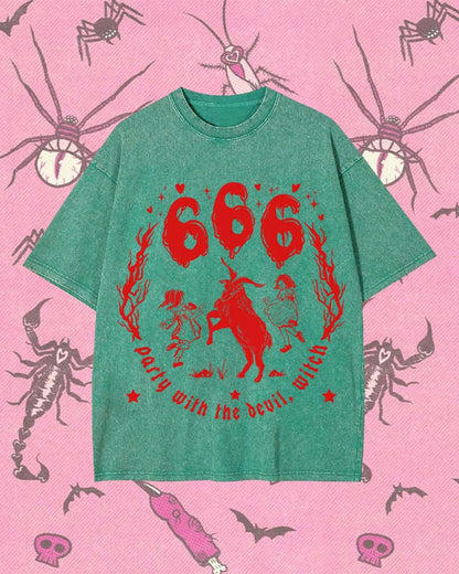 PARTY WITH THE DEVIL, WITCH Y2K WASHED TEE